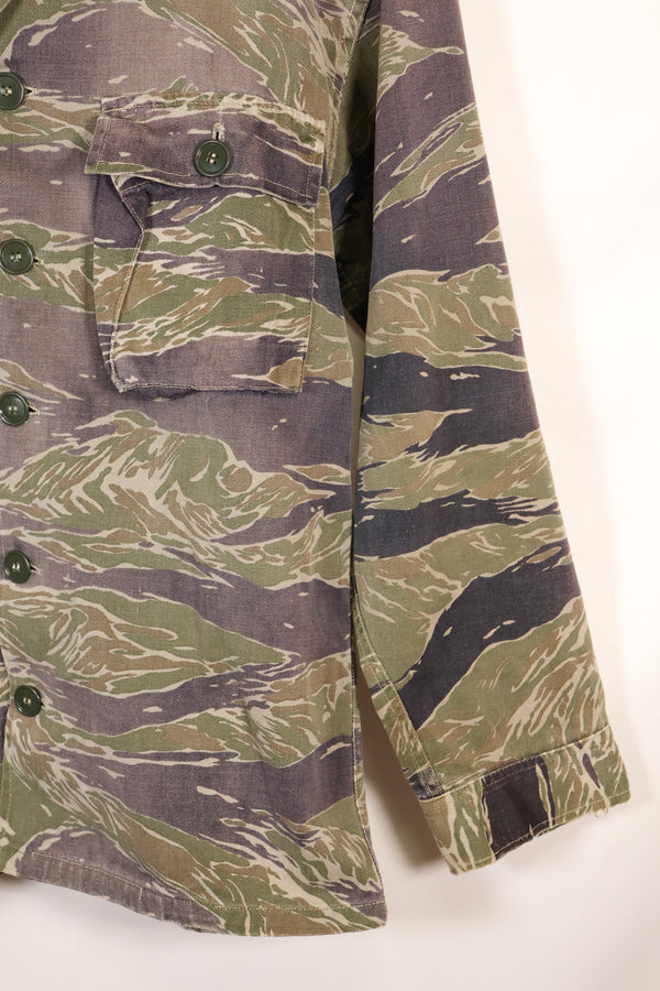 Mid-1960s Japanese Silver Tiger Asian Cut shirt with faded tiger stripes, used.