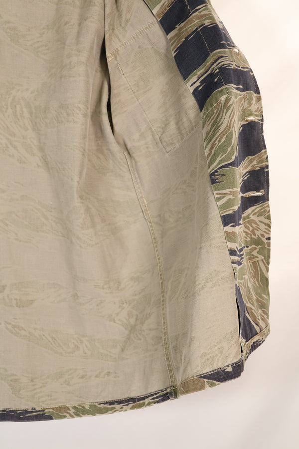 Mid-1960s Japanese Silver Tiger Asian Cut shirt with faded tiger stripes, used.
