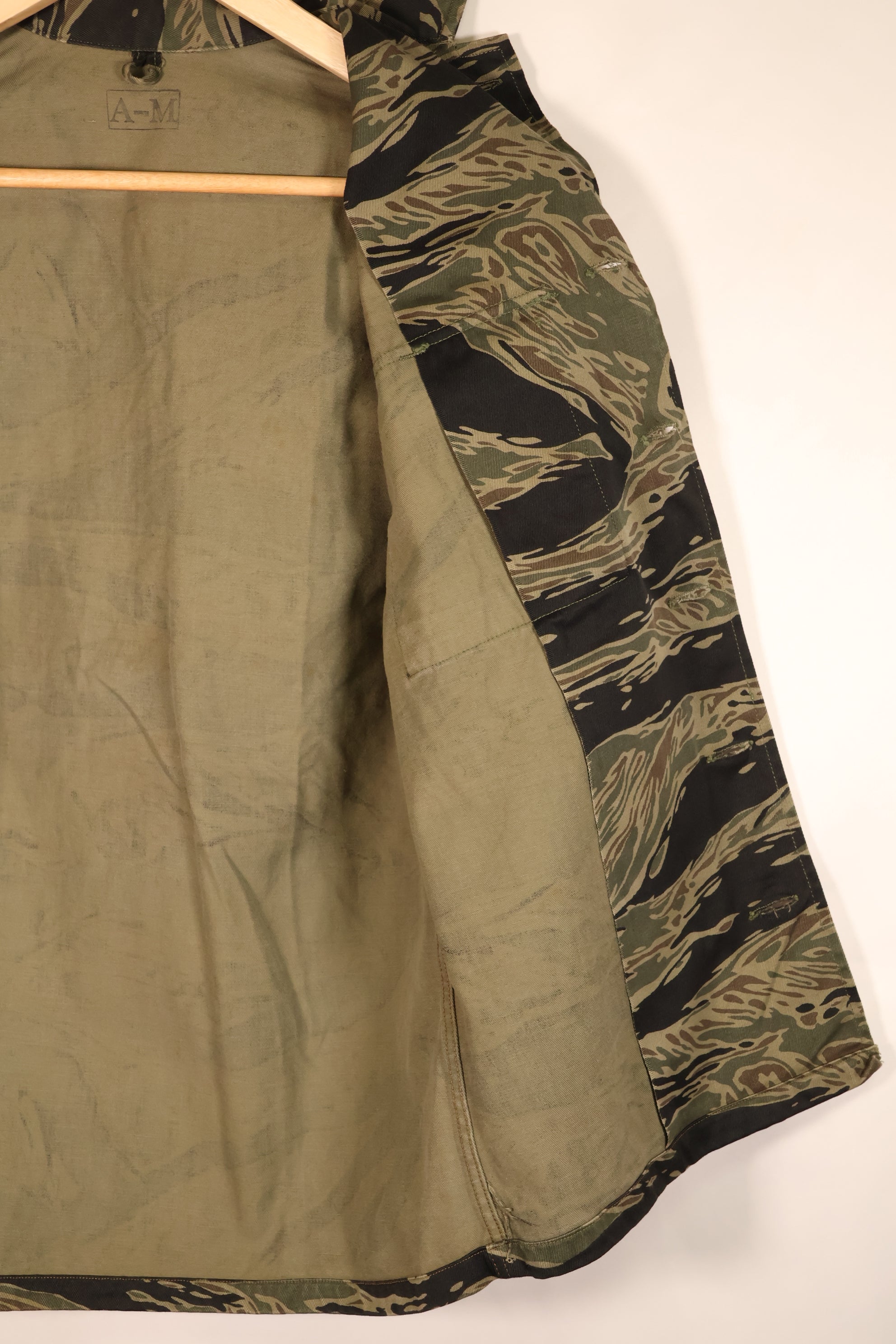 Circa 1965, Made in Japan, A-M, Silver Tiger, Asian Cut, Tiger Stripe Shirt, Good Condition, Used