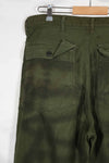 Real 1960s lot OG-107 baker pants, hand painted camouflage, used.