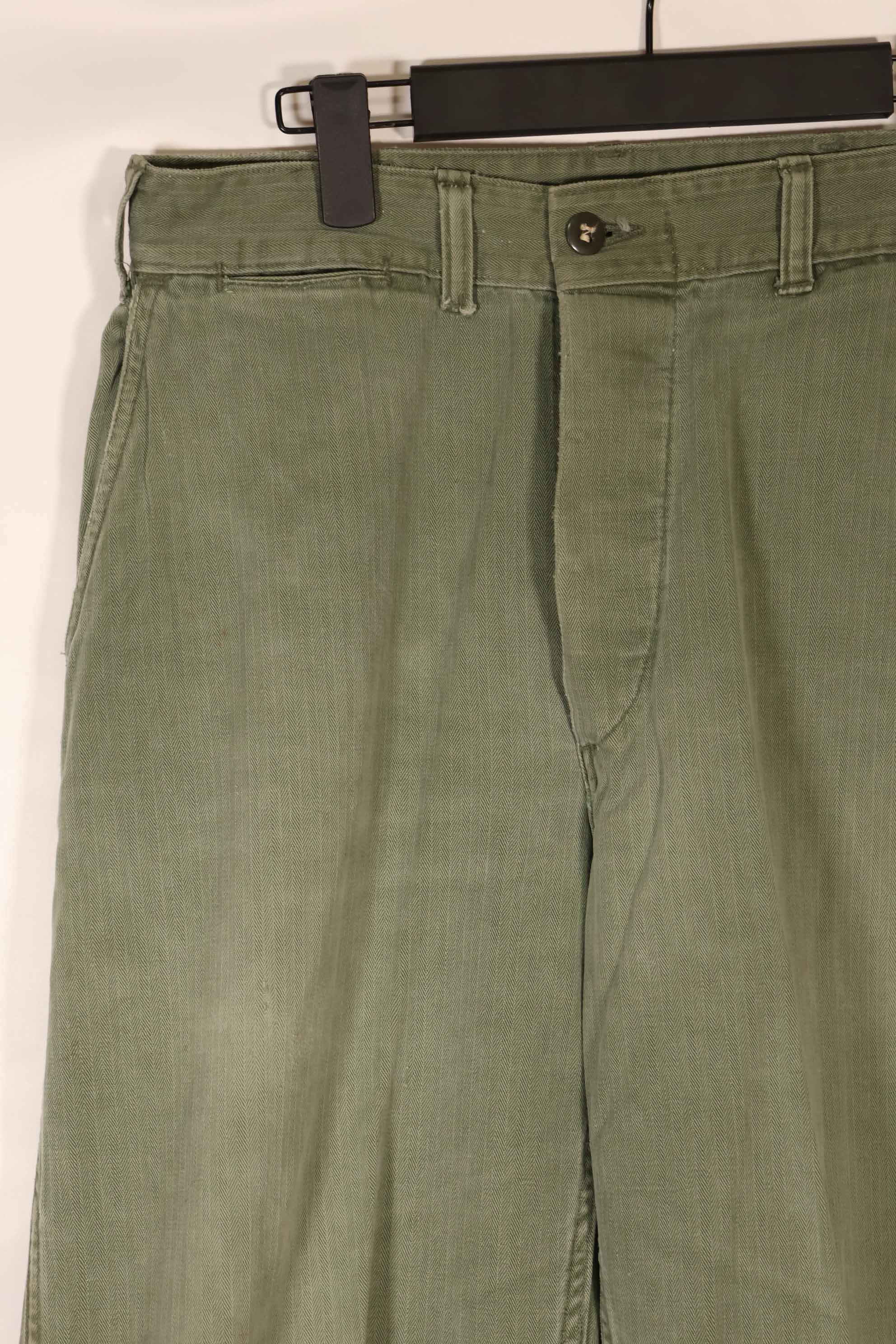 Real 1940s WWII U.S. Marine Corps HBT pants, used, B