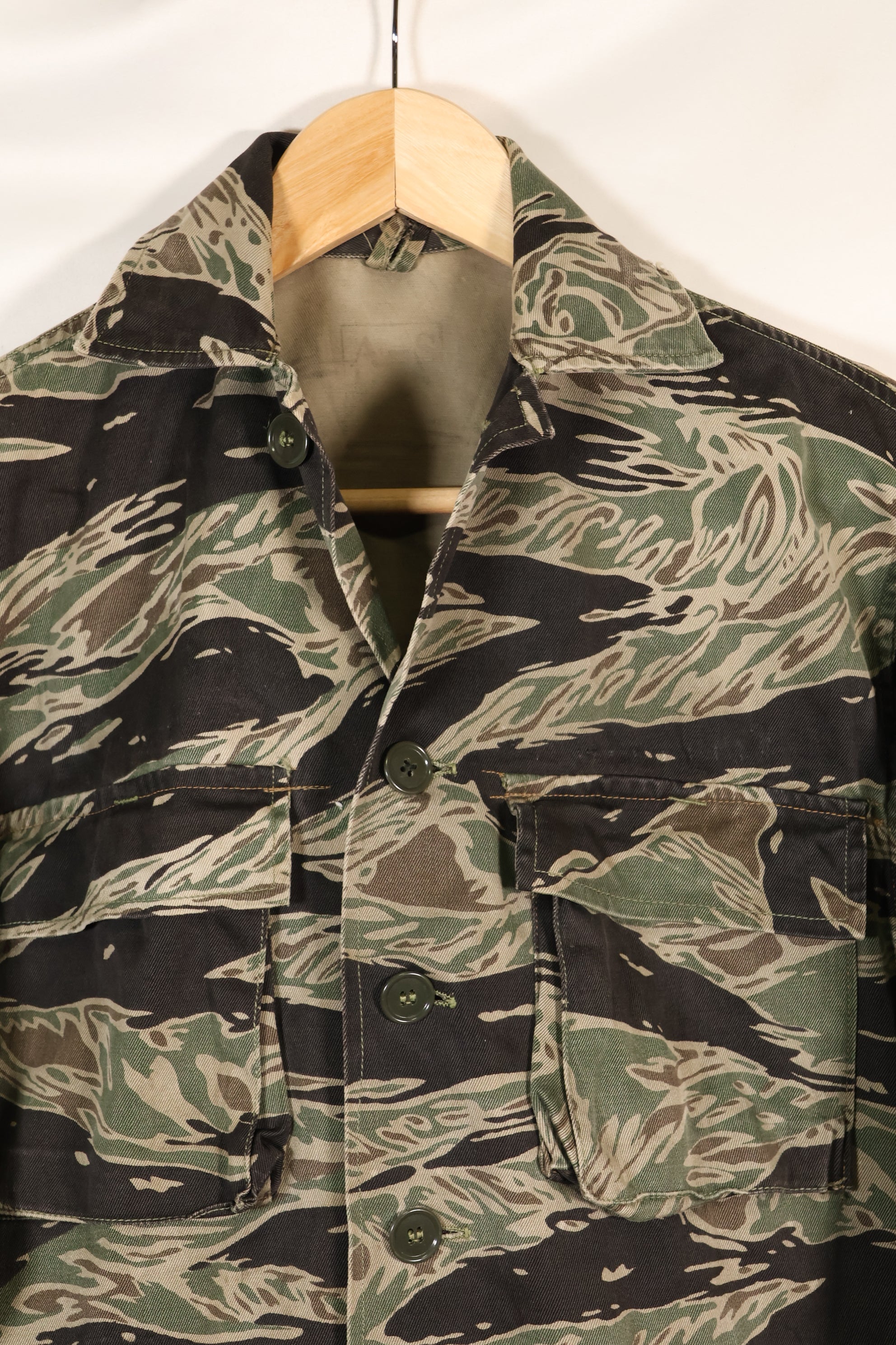 1960's 1/2 A-S Japanese Silver Tiger Shirt, Tiger Stripe, with local alterations, used.