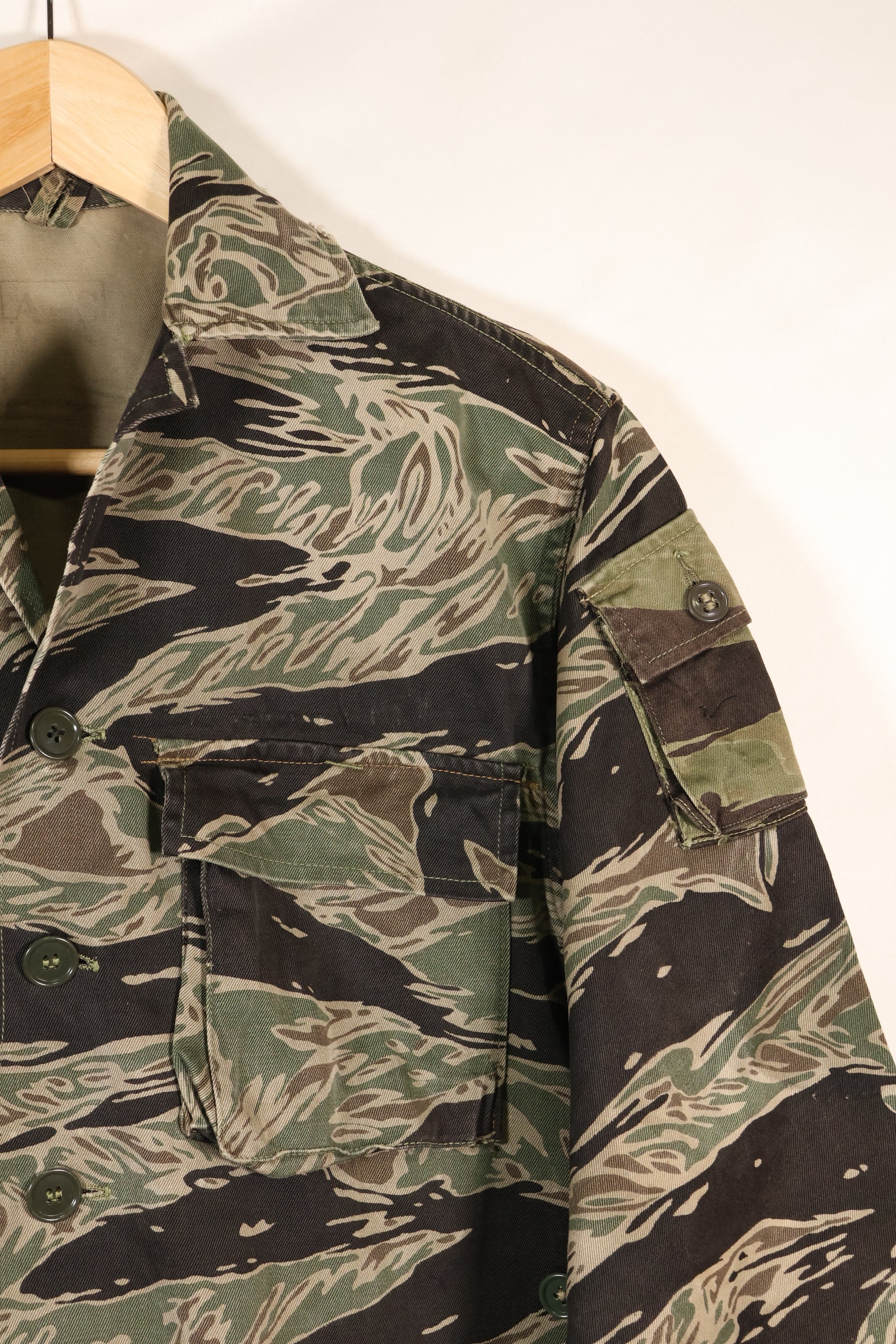 1960's 1/2 A-S Japanese Silver Tiger Shirt, Tiger Stripe, with local alterations, used.