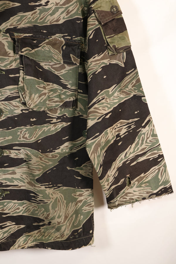 1960's 1/2 A-S Japanese Silver Tiger Shirt, Tiger Stripe, with local alterations, used.