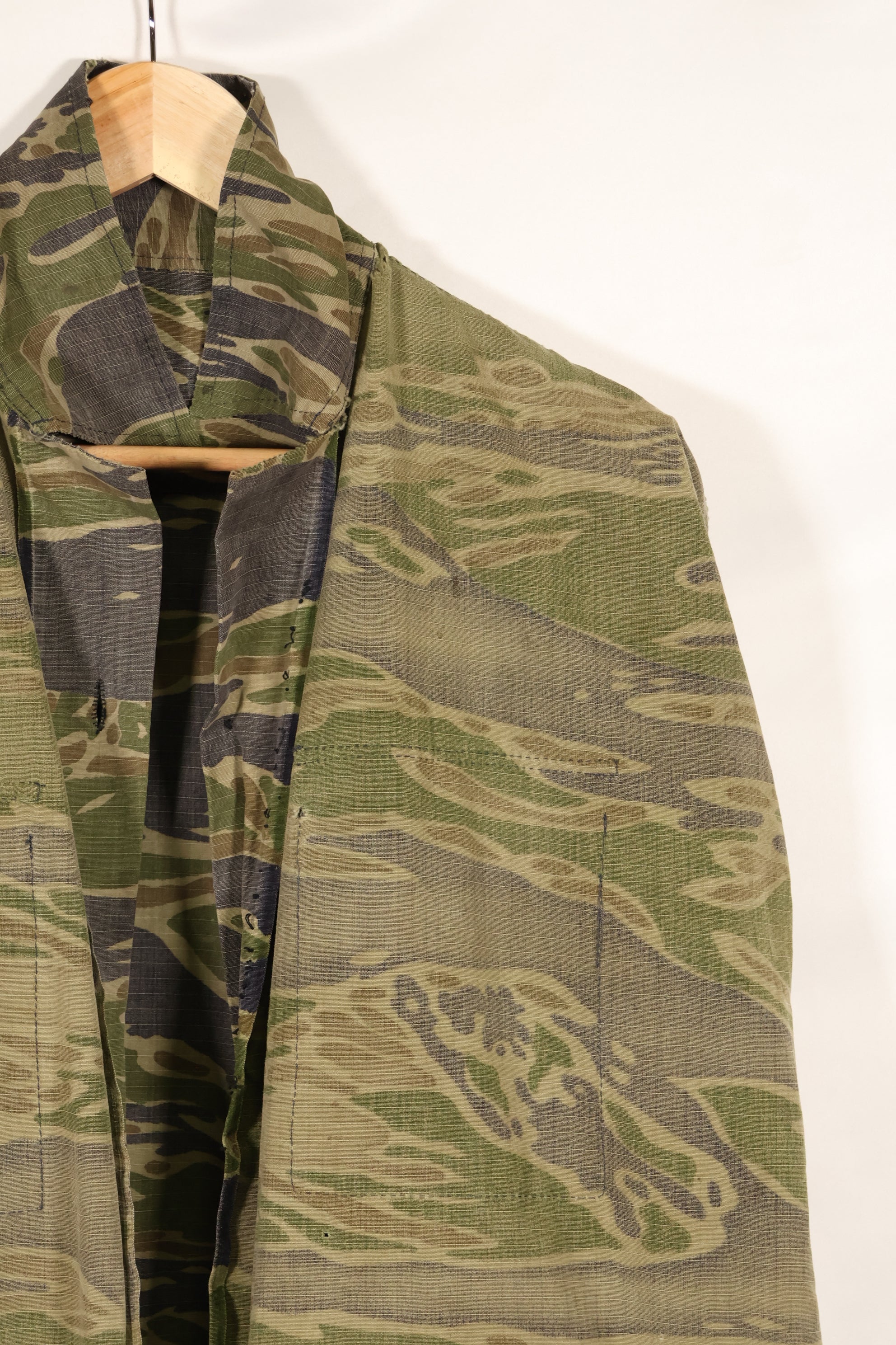 1970s South Vietnamese Marine Corps Tiger Stripe Shirt VNMC Late Ripstop Pattern Used
