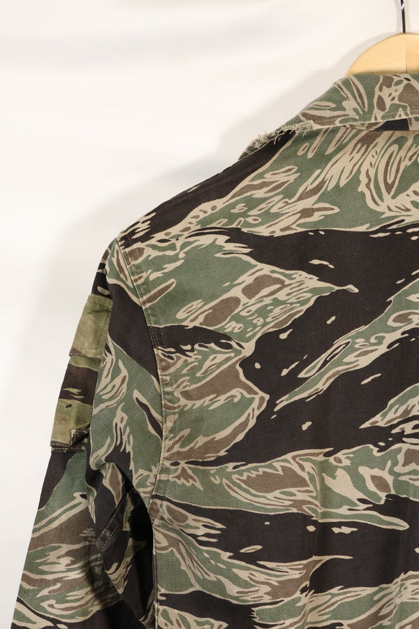 1960's 1/2 A-S Japanese Silver Tiger Shirt, Tiger Stripe, with local alterations, used.