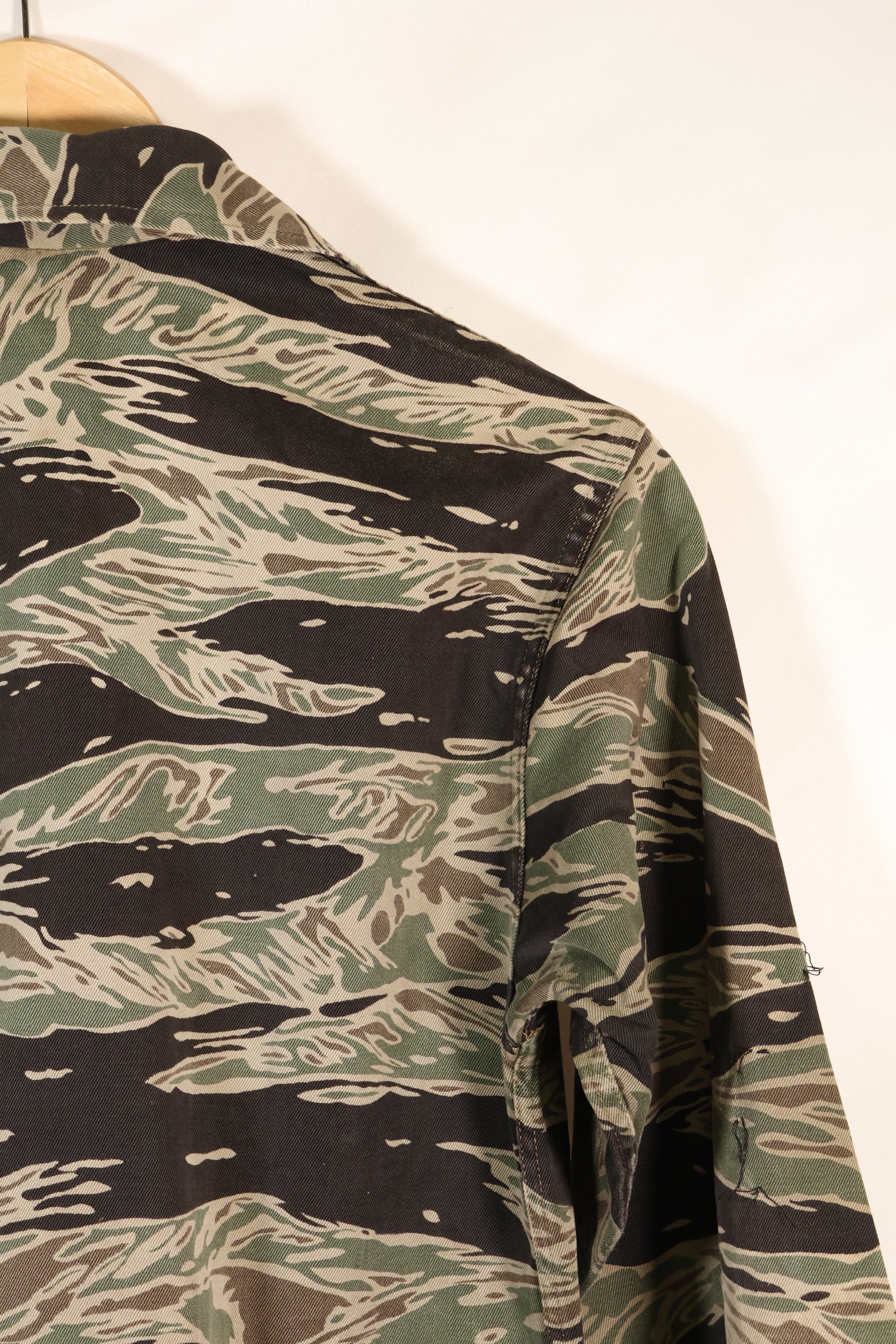 1960's 1/2 A-S Japanese Silver Tiger Shirt, Tiger Stripe, with local alterations, used.