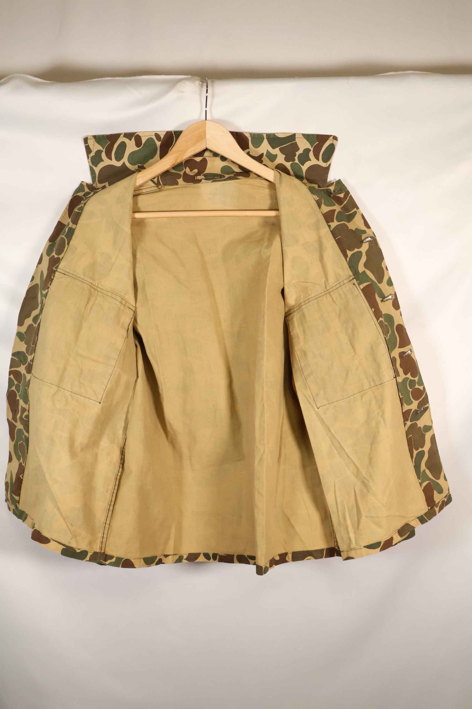 1970's manufactured in Okinawa, Japan, Beogum camouflage duck hunter hunting shirt, used.