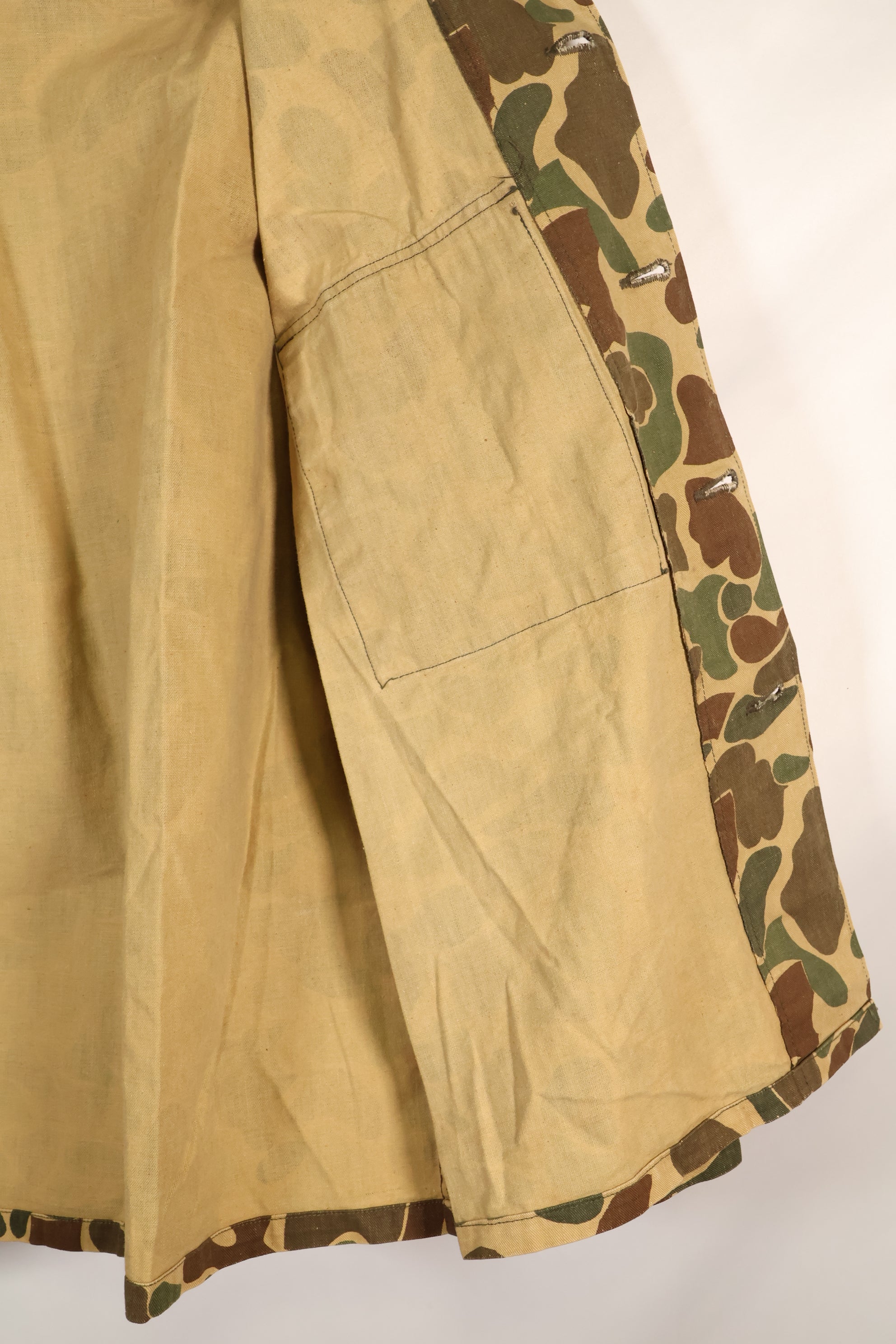 1970's manufactured in Okinawa, Japan, Beogum camouflage duck hunter hunting shirt, used.
