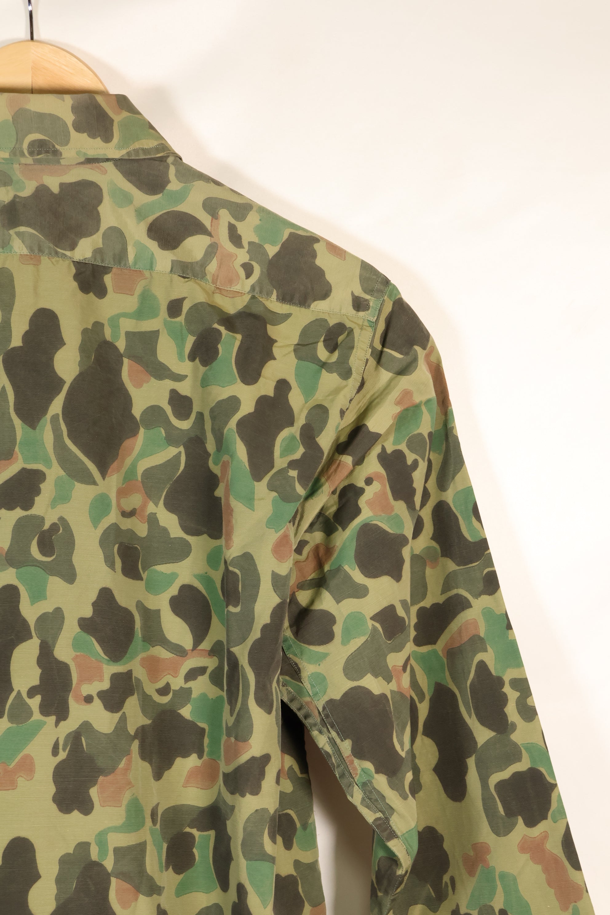 Circa 1970s Korean Army Frogskin Camouflage Nylon Fabric Local Made Shirt Used