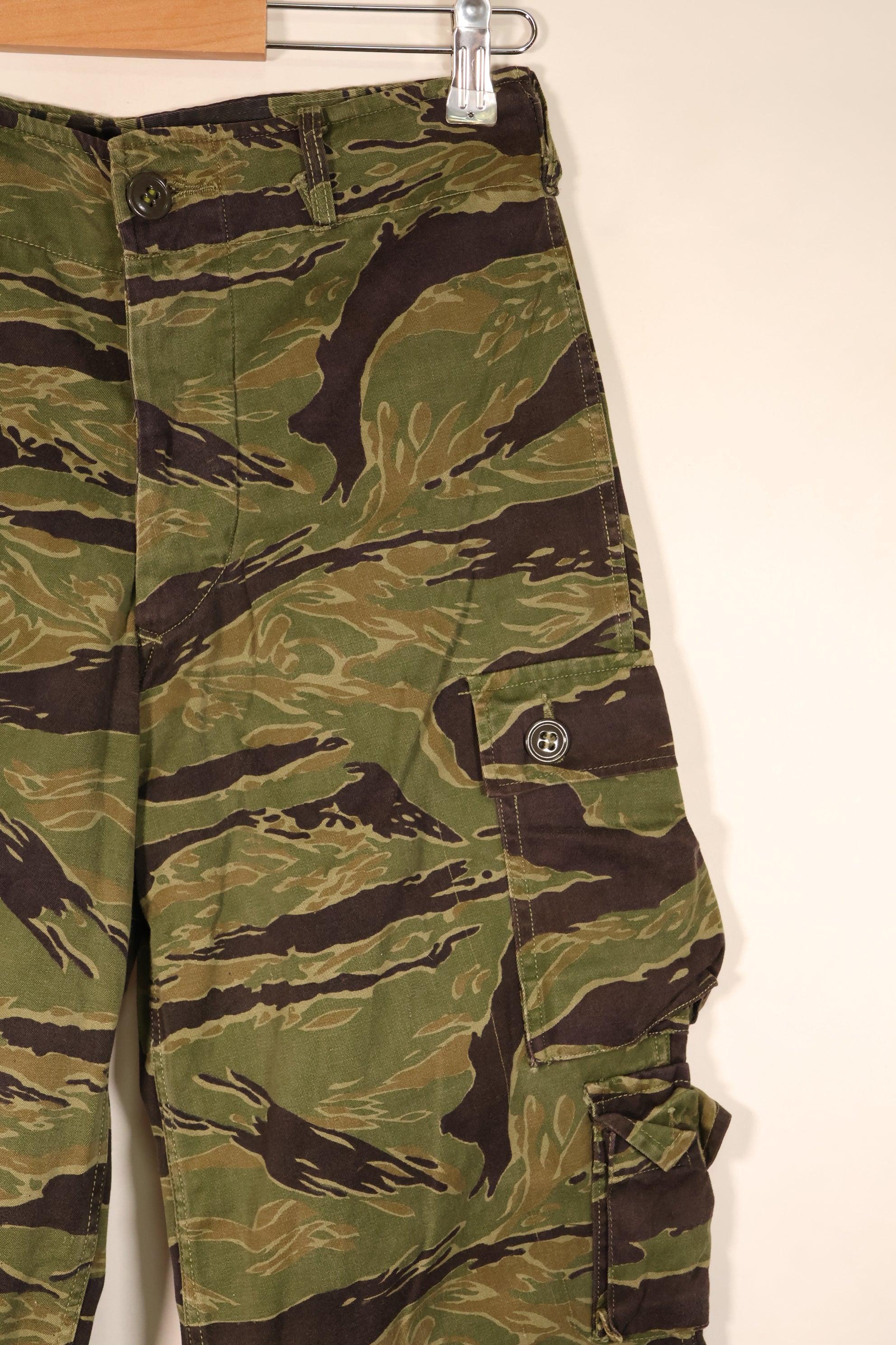 Late 1960s, A-M, Gold Tiger-inspired pattern, Asian-cut pants, in good condition, used