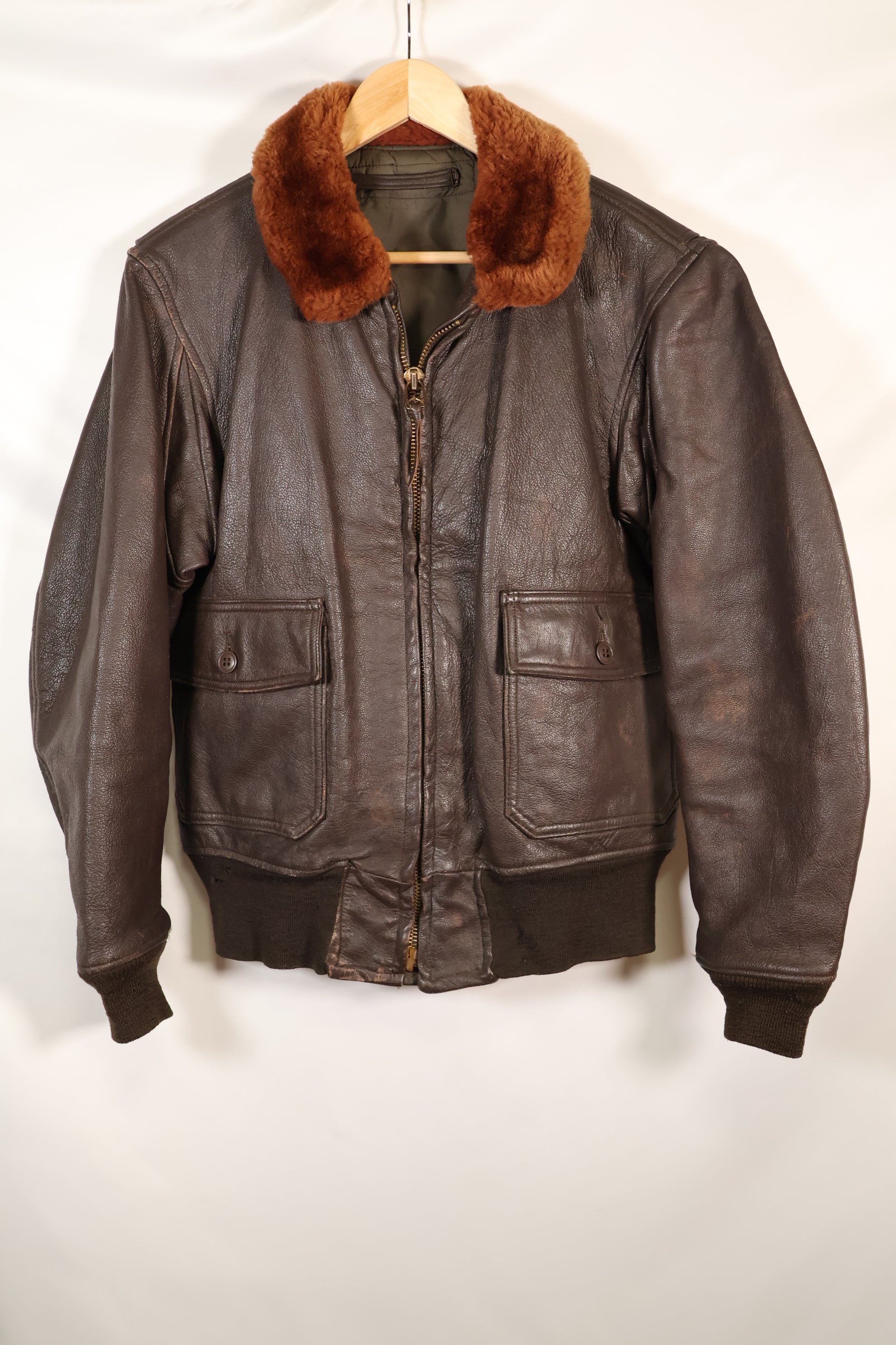 Contracted circa 1960-64, size about 42, US Navy G-1 flight jacket, intermediates, used.