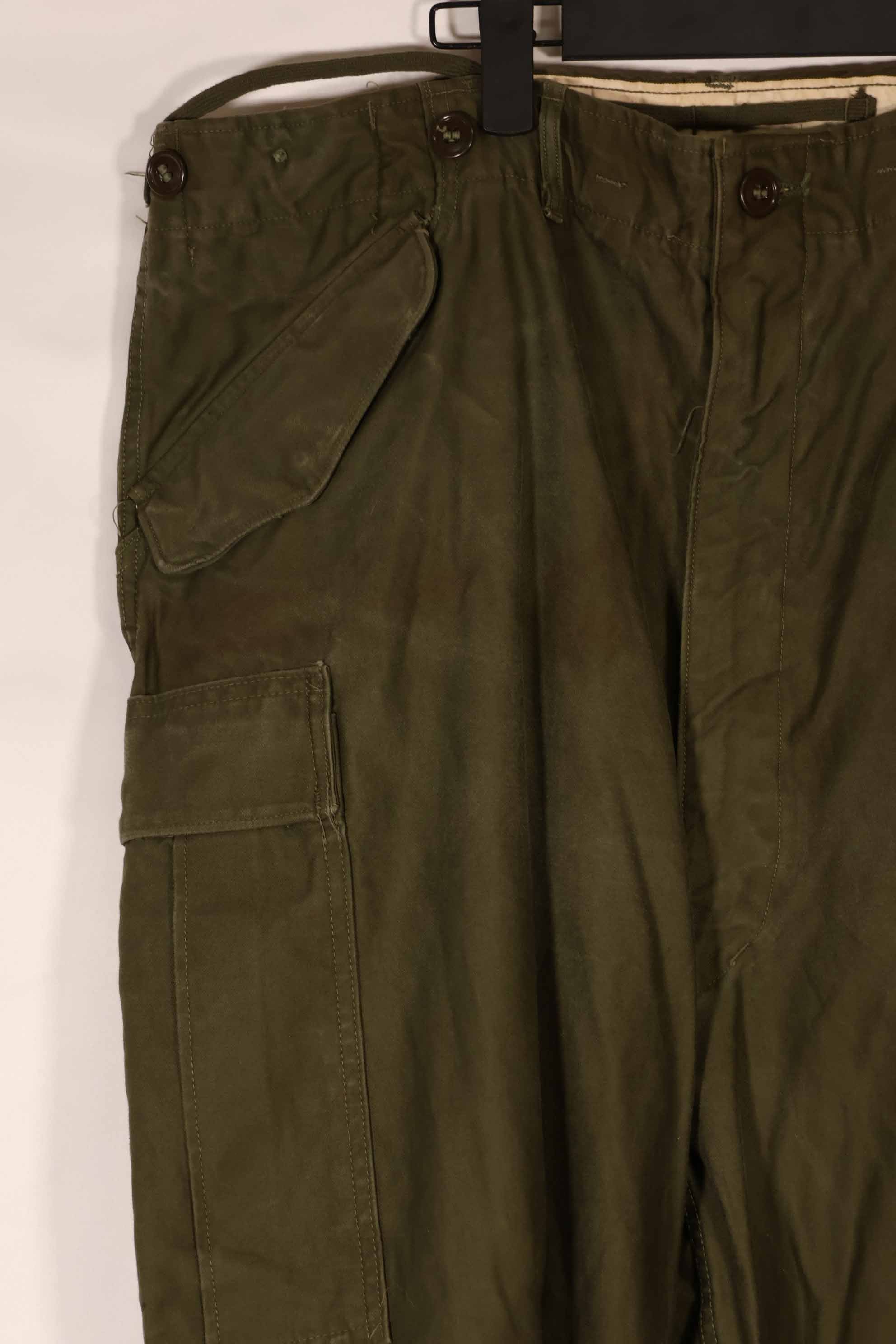 Real 1951 M51 cotton field pants, LARGE-LONG, used, faded.