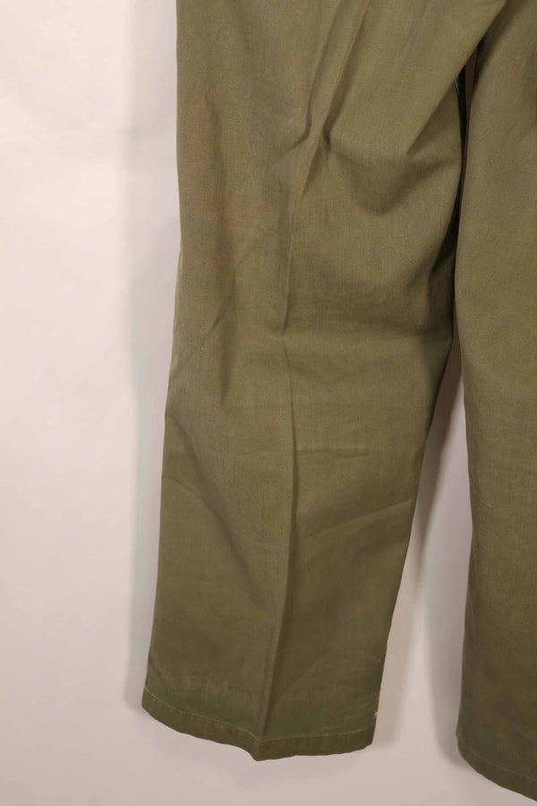 Real late 1940s-early 1950s M45 OD cotton field pants, used, strong signs of use B