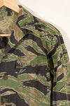 Late 1950s-1960s, thin fabric, rare VNMC 1st Model tiger stripe shirt, good condition.