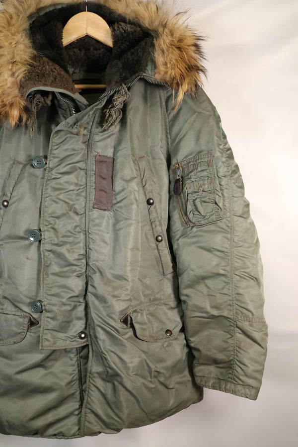 1950's MEDIUM black tag N-3B heavy zone flight jacket, used.