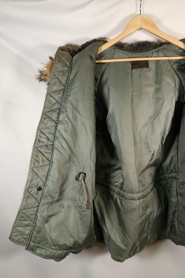 1950's MEDIUM black tag N-3B heavy zone flight jacket, used.