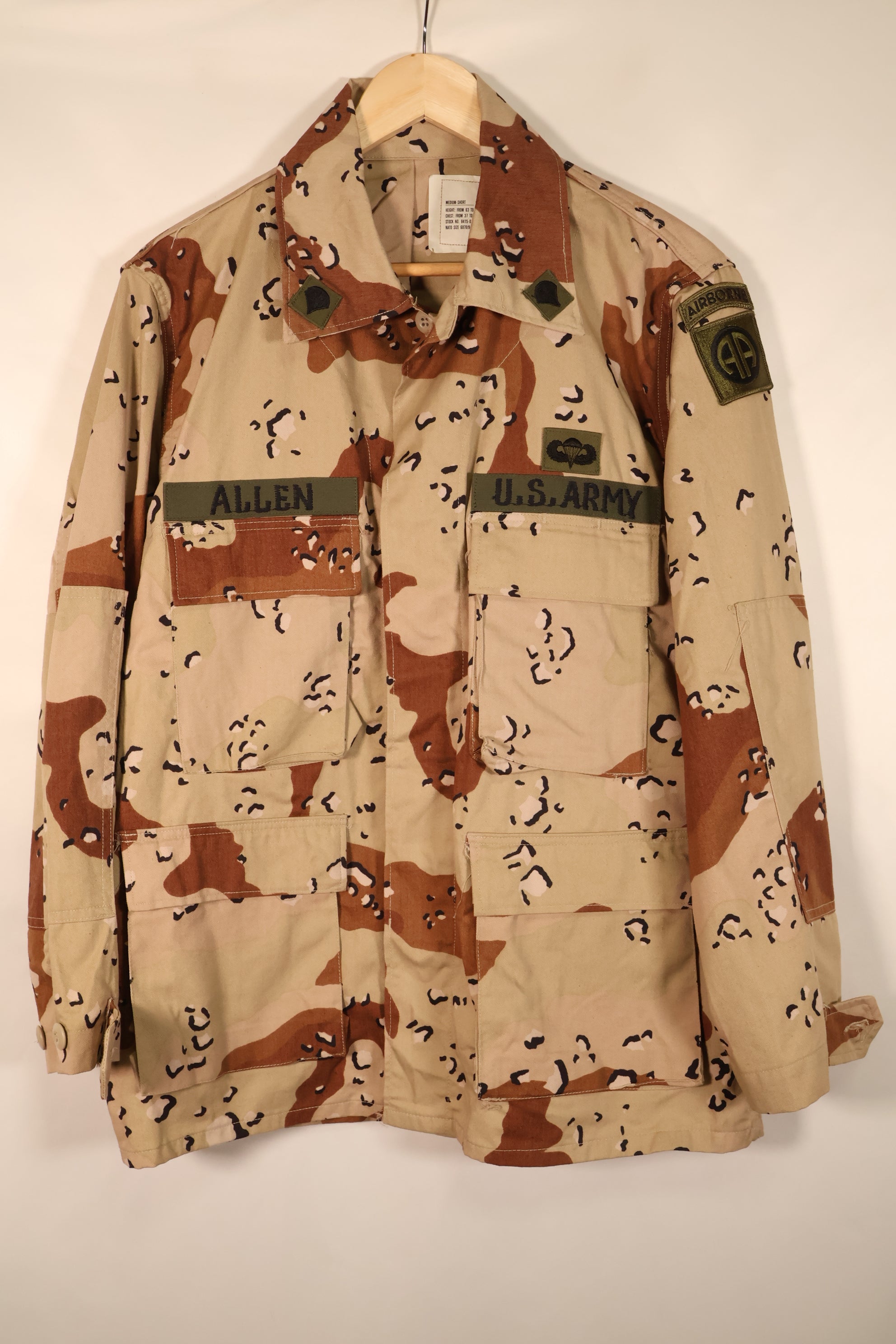 1981 Contract, M-S, White Tag, Early Production, 82nd Airborne Division, 6C Desert Camouflage, Chocolate Chip Camouflage, Jacket, Used