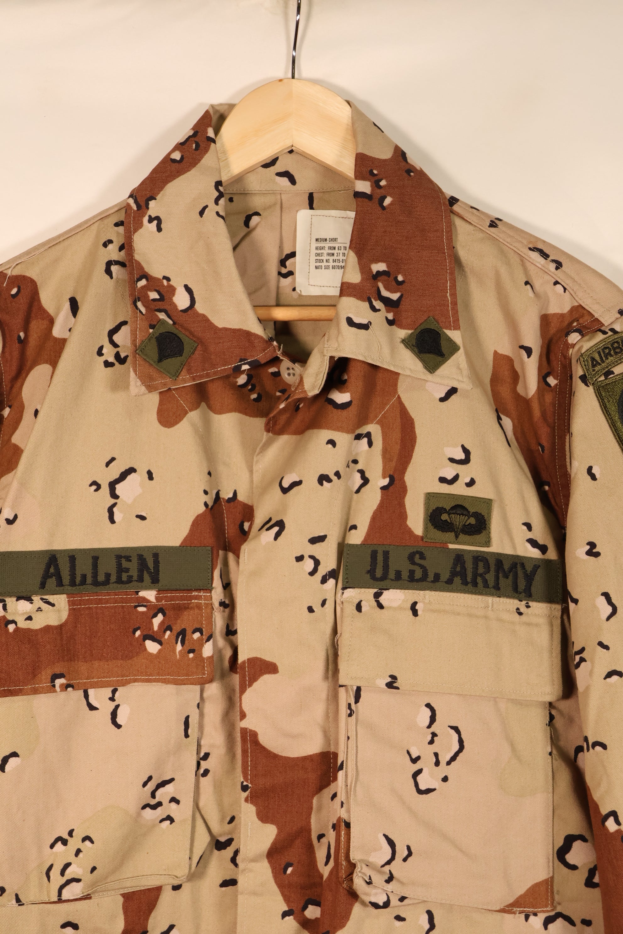 1981 Contract, M-S, White Tag, Early Production, 82nd Airborne Division, 6C Desert Camouflage, Chocolate Chip Camouflage, Jacket, Used