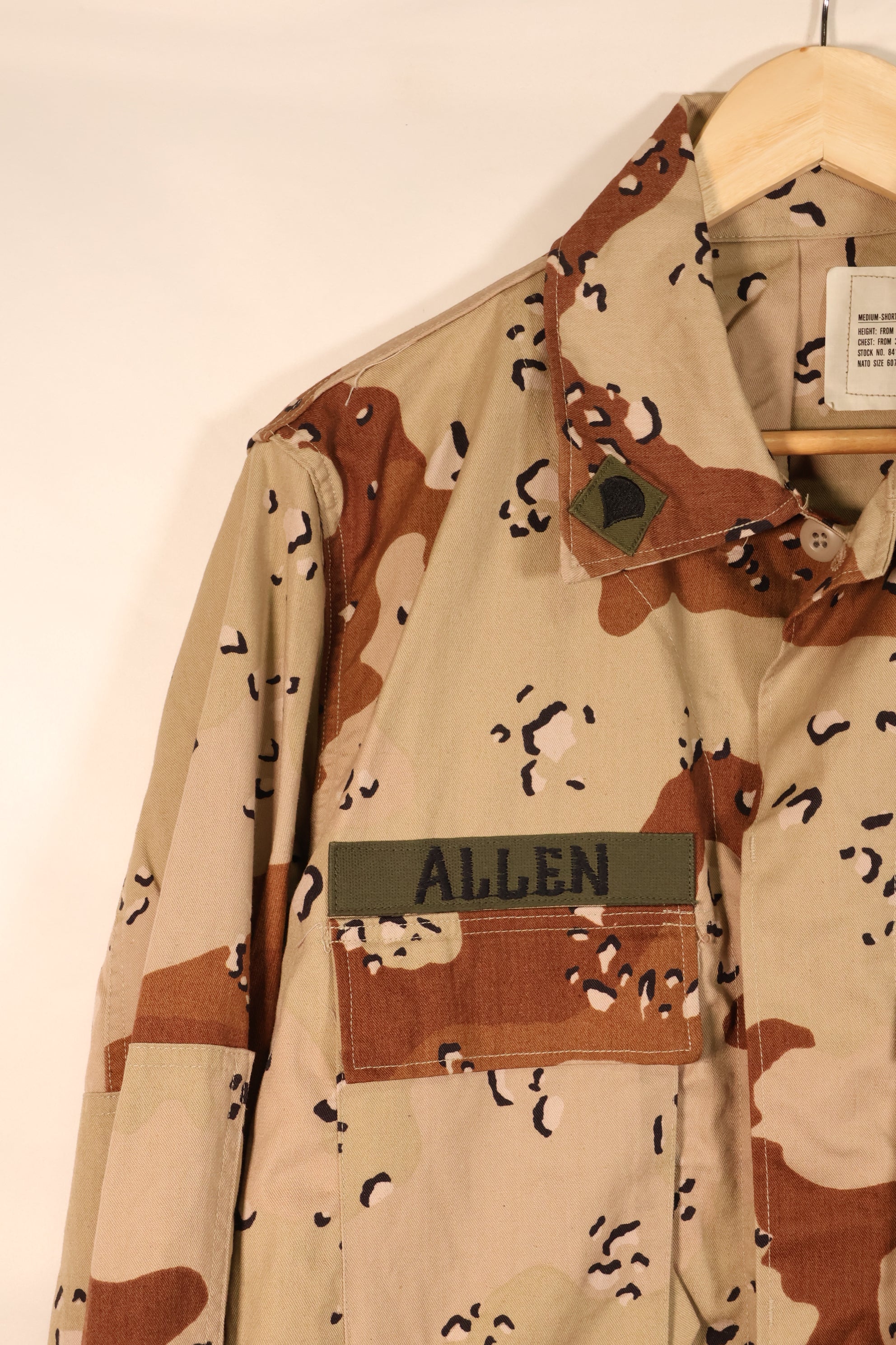 1981 Contract, M-S, White Tag, Early Production, 82nd Airborne Division, 6C Desert Camouflage, Chocolate Chip Camouflage, Jacket, Used