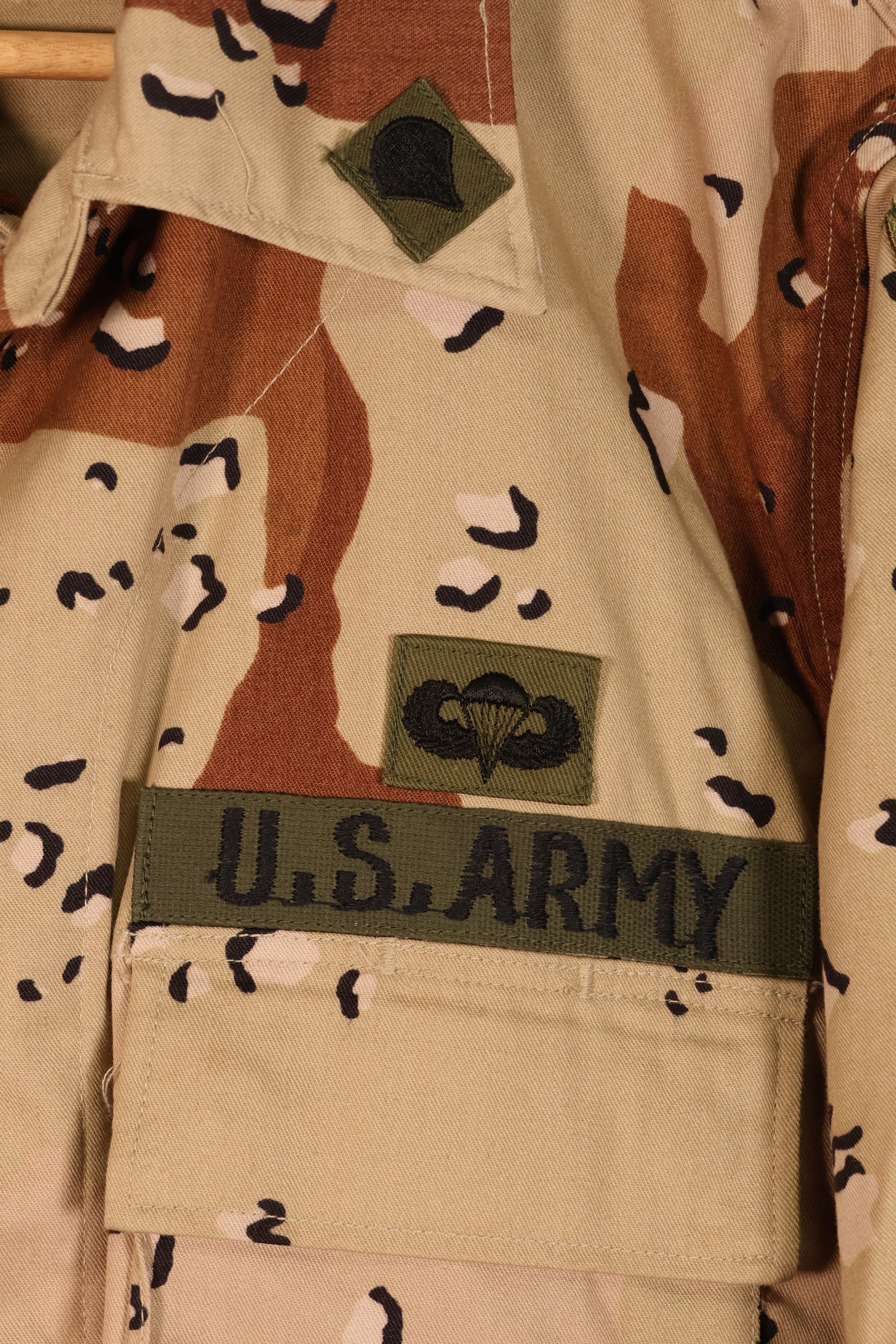 1981 Contract, M-S, White Tag, Early Production, 82nd Airborne Division, 6C Desert Camouflage, Chocolate Chip Camouflage, Jacket, Used