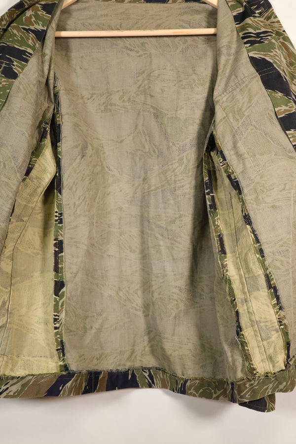 1960's Japanese made Silver Tiger Shirt Asian Cut with separate fabric size modification, used.