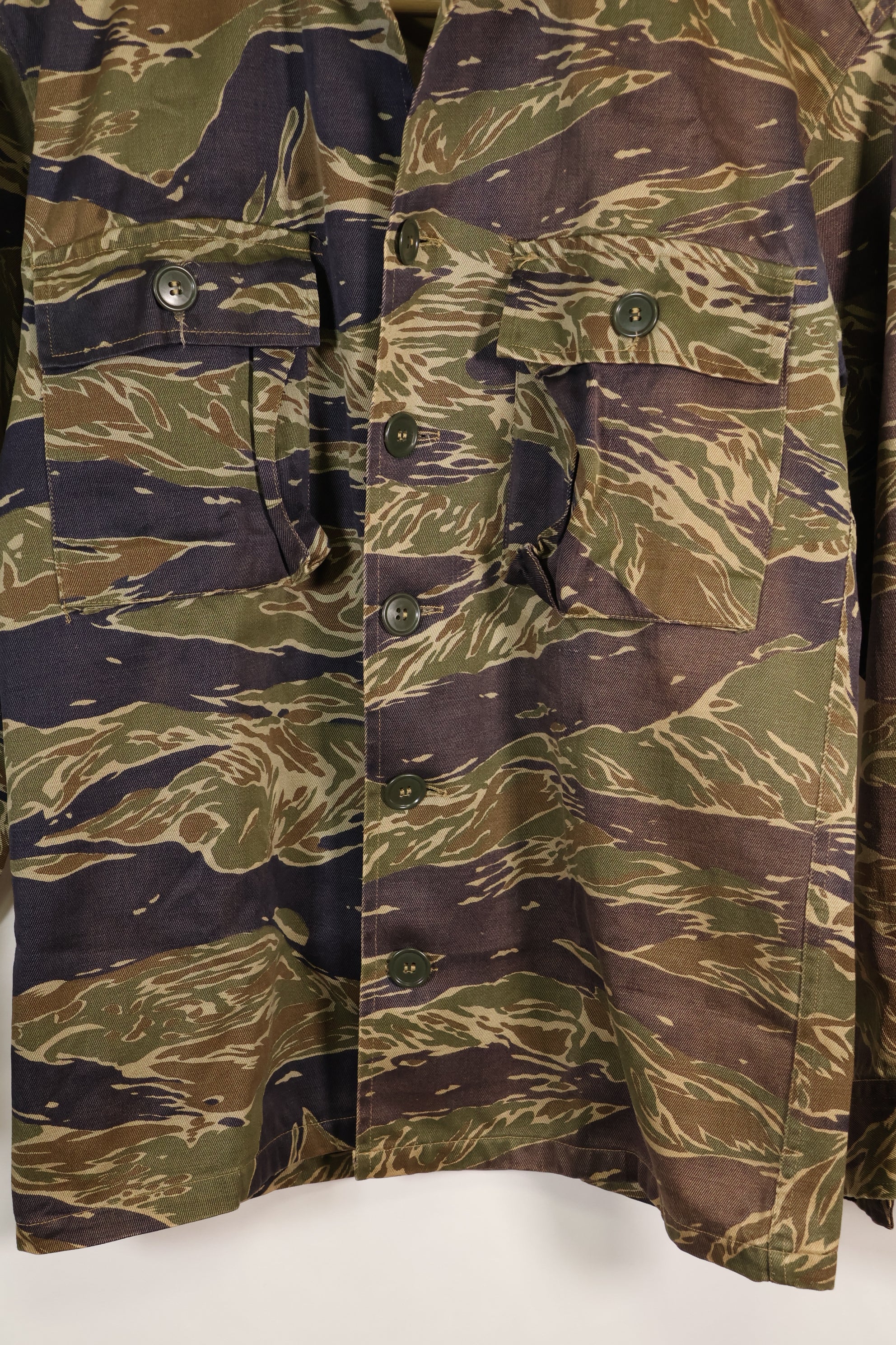 1960's semi Japanese silver tiger shirt, Asian cut, little fading, used.