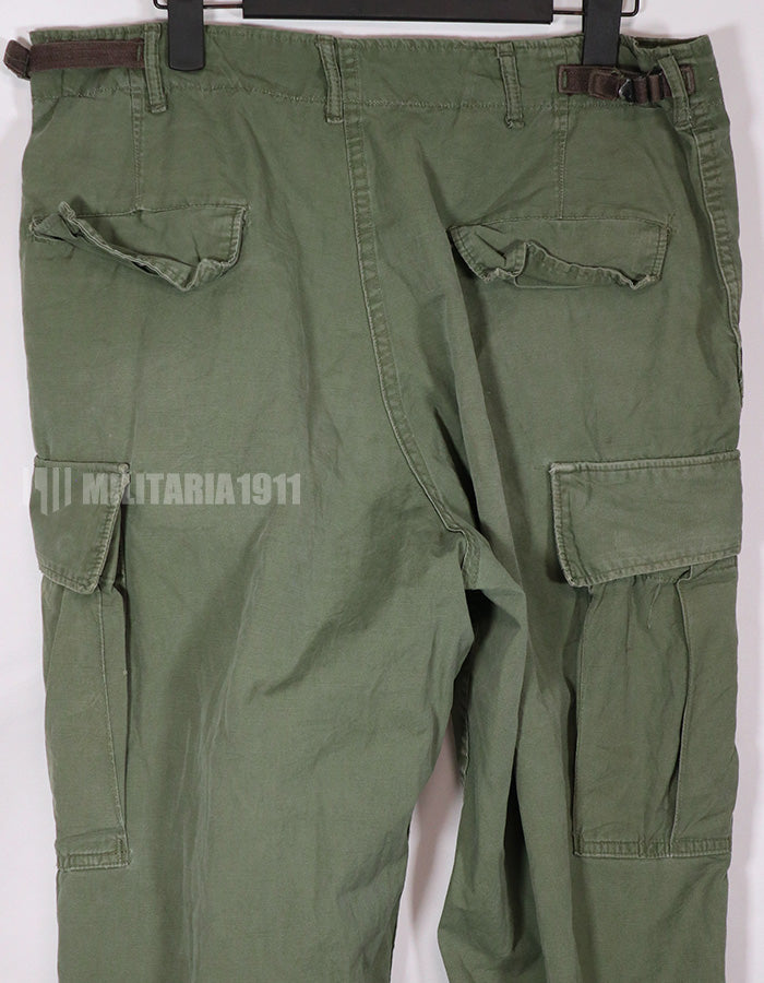 Real Poplin jungle fatigue pants, faded, used.