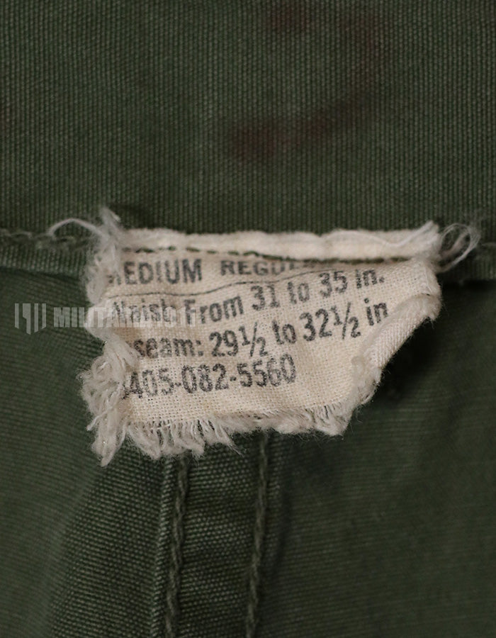 Real Poplin jungle fatigue pants, faded, used.