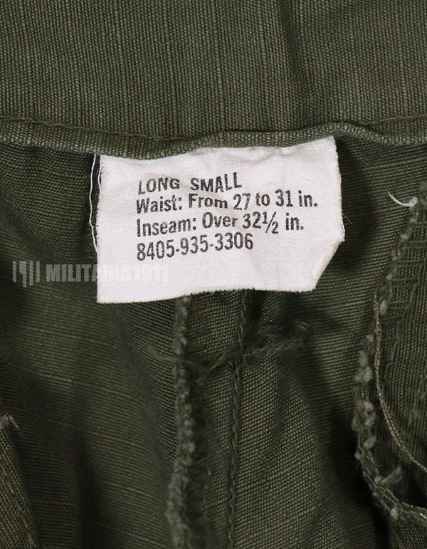 Real 1968 4th Model Jungle Fatigue pants, S-L, used, faded.