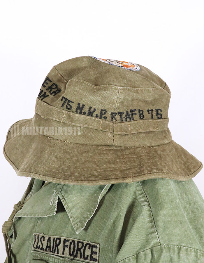 Real U.S. Air Force Thailand Stationed Souvenir Hat & 4th Model Fatigue Jacket Set