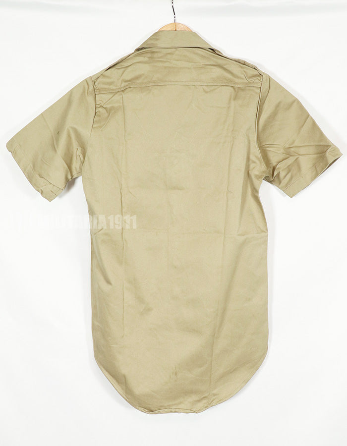 Real 1970 U.S. Army summer shirt, Khaki unused, stained.