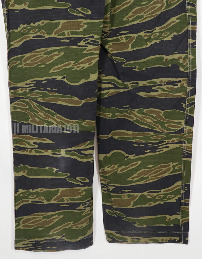 Real Fabric 1970s VNMC Tiger Stripe Pants, Possibly assembled after the war, used.