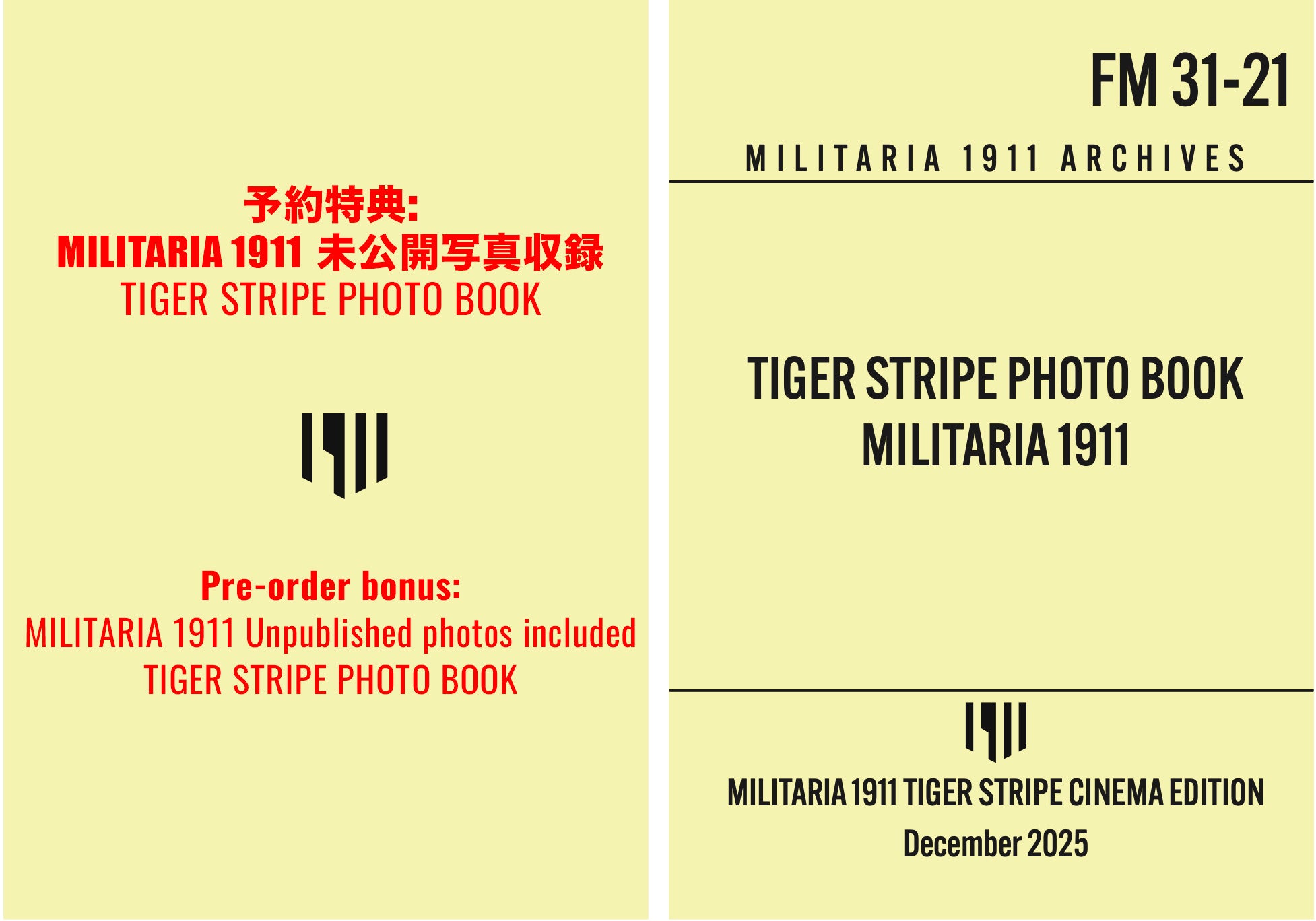2025 New MILIARIA 1911 TIGER STRIPE CINEMA EDITION US CUT SHIRTS
