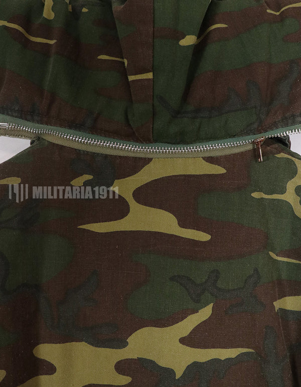 Civilian product civilian camouflage ERDL leaf pattern jacket, stained, unknown manufacturer.