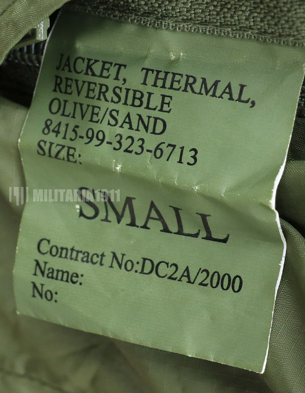 British Army Thermal Reversible Jacket Olive/Sand Warm Clothing Used