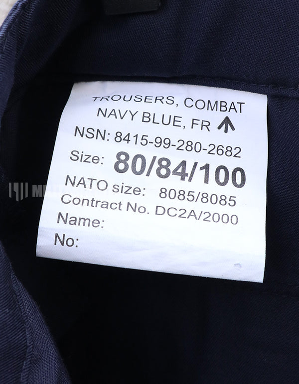 British Royal Navy Combat Trousers Navy Blue with Patches Used