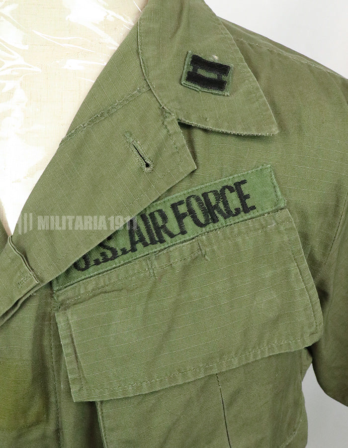 Original U.S. Air Force Late Model Jungle Fatigue Short Sleeve Custom with Insignia 1969 Contract