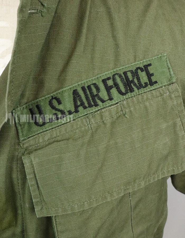 Original U.S. Air Force Late Model Jungle Fatigue Short Sleeve Custom with Insignia 1969 Contract