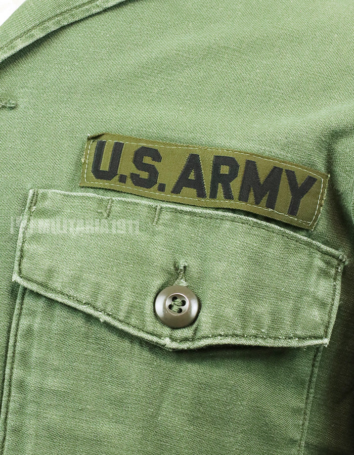 Original Utility Shirt OG-107, made in early 1970's wartime lot with US Army tape & unit patch
