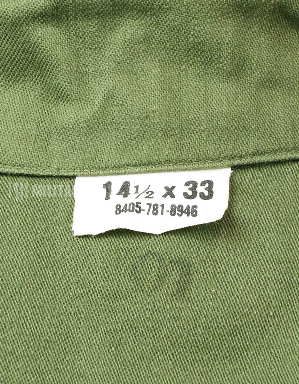 Original Utility Shirt OG-107, released, late 1960's, wartime lot, patch removed.