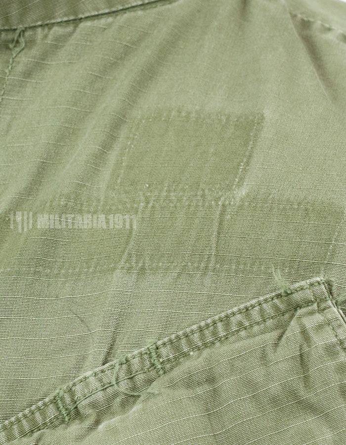 Original late model ripstop fabric jungle fatigues S-L with patch removal marks