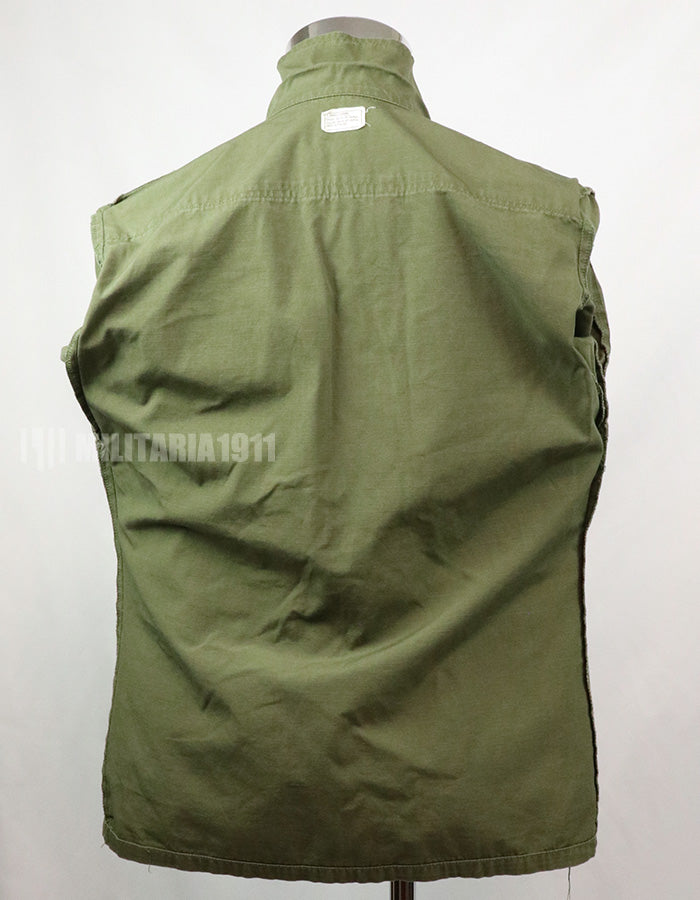 Original Late model, ripstop fabric, jungle fatigues, X-S-S, 1970, missing button, damaged.