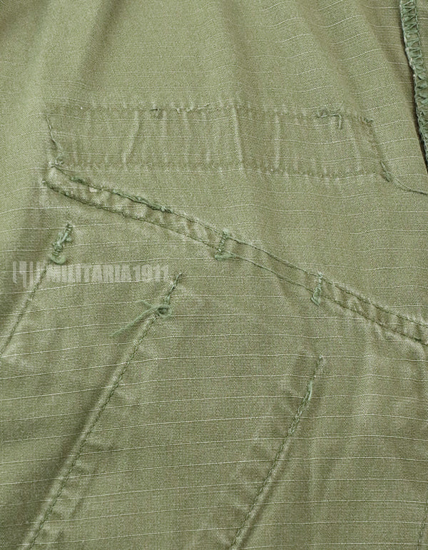 Original Late Model Ripstop Fabric Jungle Fatigue X-S-R 1970, patch removal marks