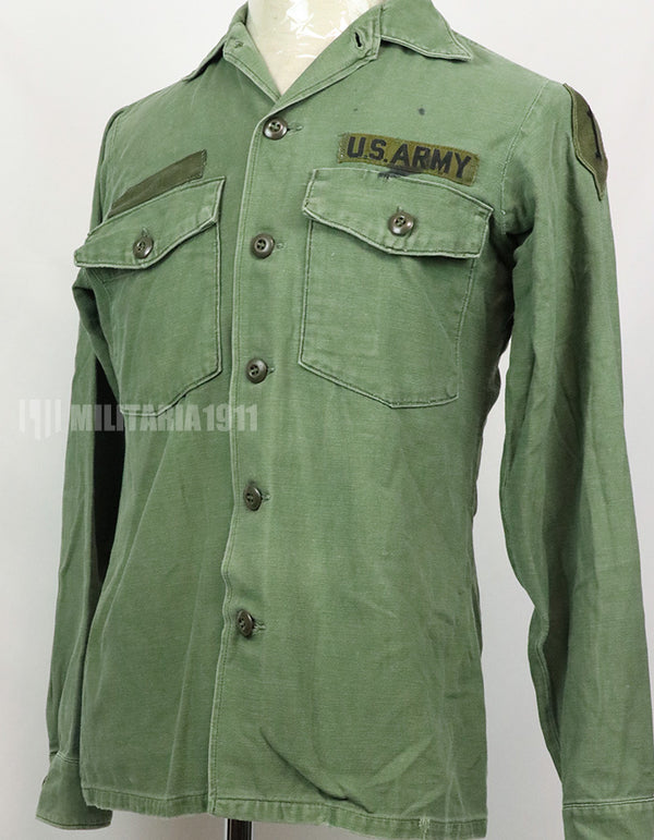 Original U.S. Army 1st Infantry Division Utility Shirt, OG-107, 1970, patch retrofitted. Released