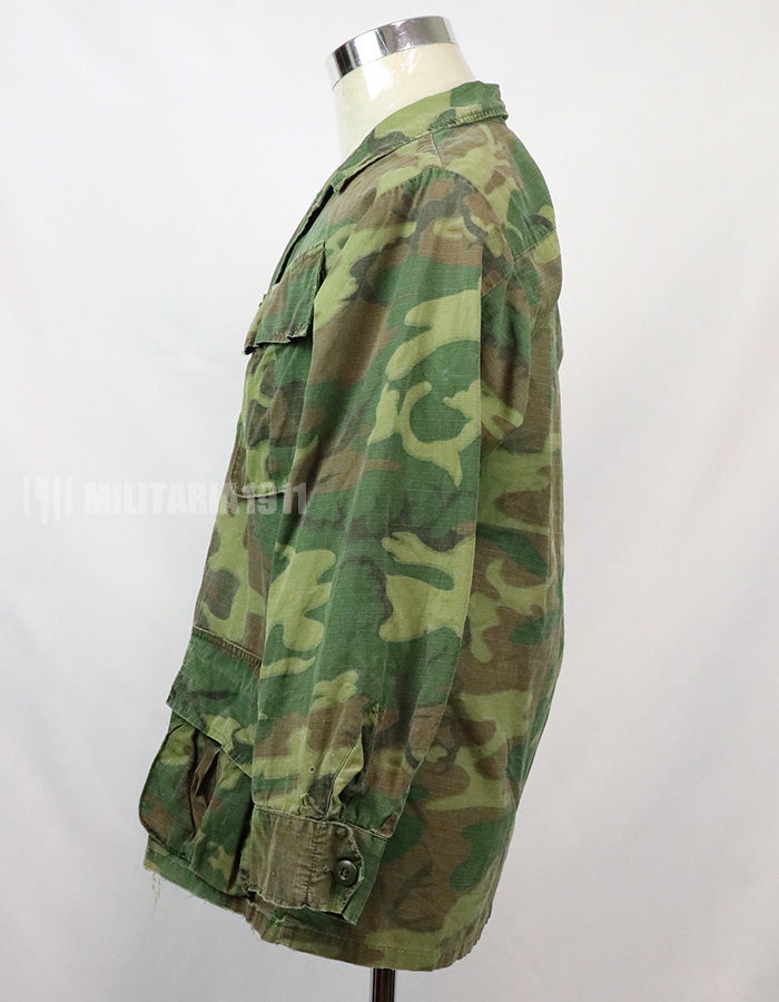 Original U.S. Army ERDL jungle fatigues, 1968 cotract, no size tag, stained.