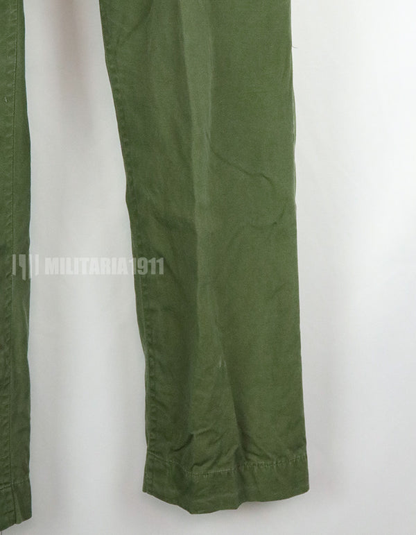 Original 2nd model Jungle Fatigue pants, non-ripstop, worn, scratched, faded. Scuffed, faded