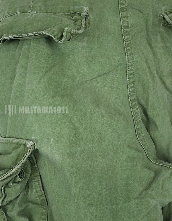 Original 2nd model jungle fatigues, non ripstop, worn, scratched, faded. Yes Used
