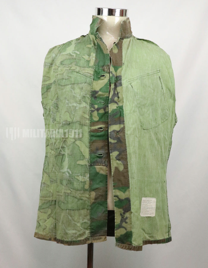 Original U.S. Army 1969 ERDL Jungle Fatigue Jacket, no lower pockets, used. Used Brown Leaf