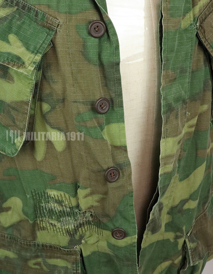 Original US Military USMC 1969 ERDL Jungle Fatigue Jacket, used, used Green leaf